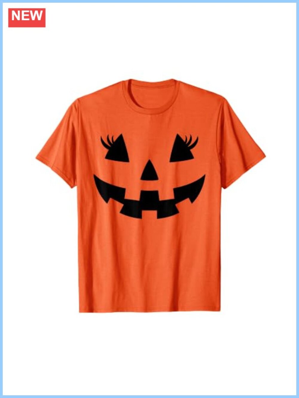 Halloween Pumpkin Face Graphic T-Shirt Classic Fit Round Neck Party Tee